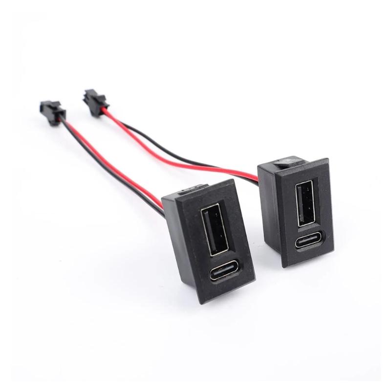 31BC Панель приборной панели Порт питания USB Панельное крепление USB C и USB A Розетка Комплект из 4 штук Черный Встраиваемый комплект для точки зарядки