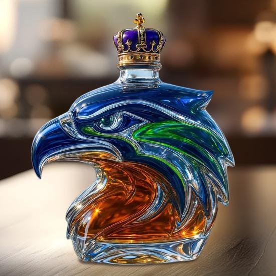 Eagle Head Whiskey Bottle Unique Glass Decanter 3D Liquor Container for Whiskey Wine Cocktails Coffee