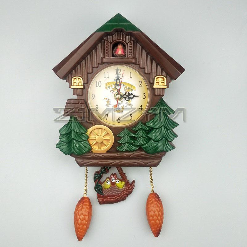6 Inch Cuckoo Bird Wall Clock Creative Cartoon Decorative Clock Music Cuckoo Bird House Wall Clock With Pendulum For Home Decor