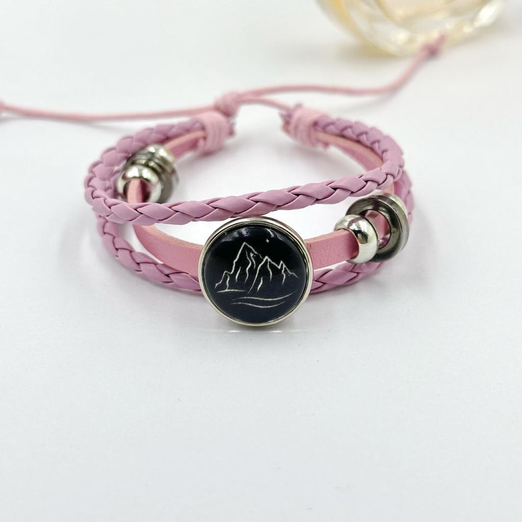 Светящийся Солнце и Луна Камень времени Унисекс Винтажный Кожаный и Бисером Браслет