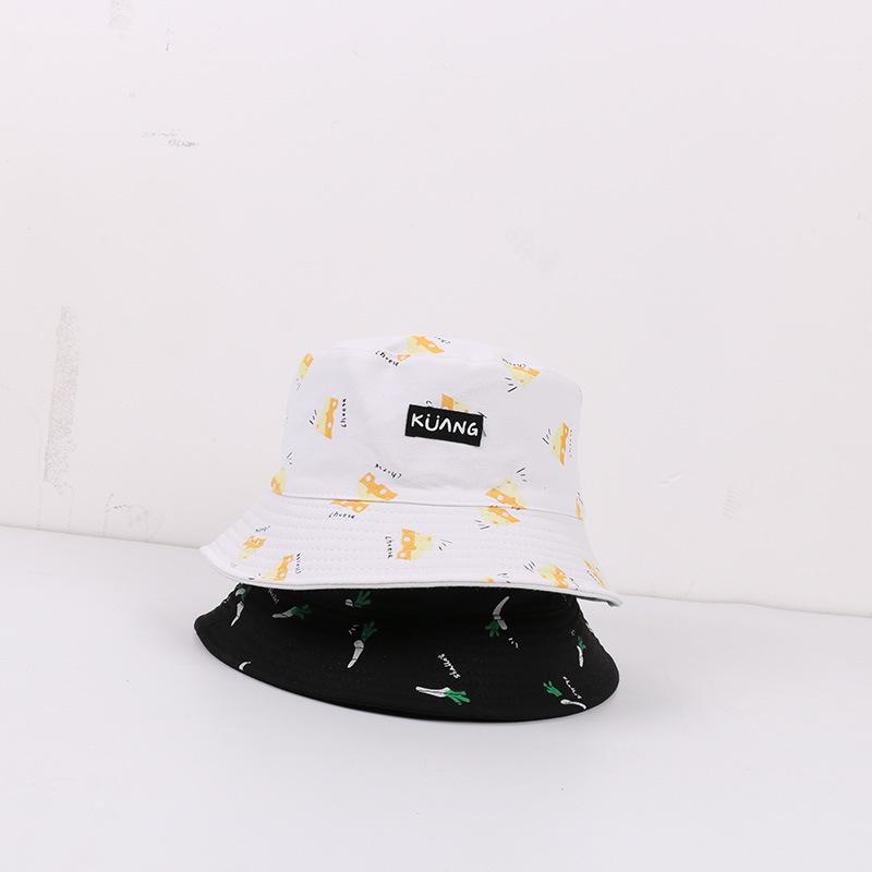 Retro canvas bucket hat female double-sided visor street casual couple basin hat