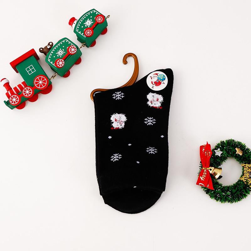 Женские рождественские мультяшные носки до середины икры - Красно-зеленые полоски, 100% хлопок, Осень/Зима, Идеальный подарок