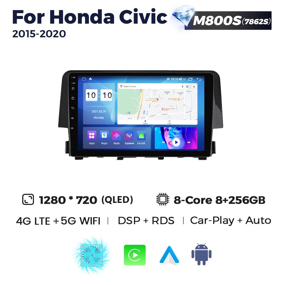 8Core 8+256G Car Radio Android Multimedia Player For Honda Civic 10 FC FK 2015-2020 GPS BT Audio Stereo Auto Intelligent Systems