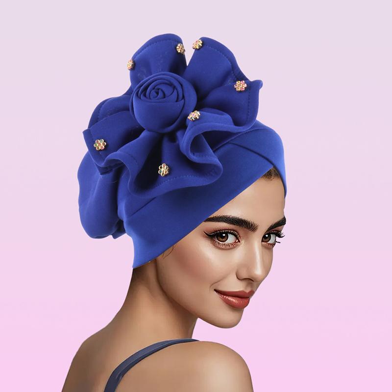 1 шт. индийская шапка в этническом стиле солнцезащитный хиджаб летний головной убор большой цветок мусульманский однотонный оборка головной убор тюрбан шляпа