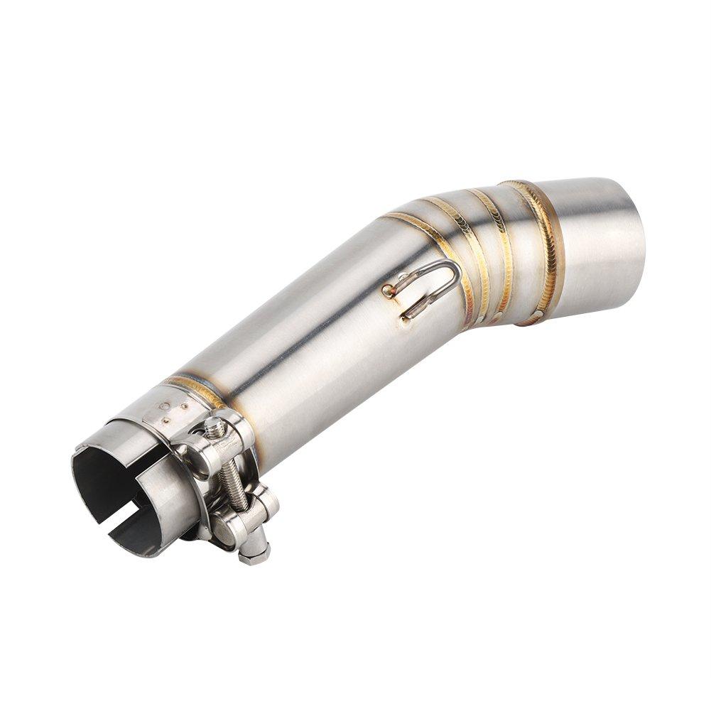Qiilu Motorcycle Exhaust Pipe, Middle Exhaust Pipe, Central Exhaust Pipe, Stainless Steel, Smooth Discharge,