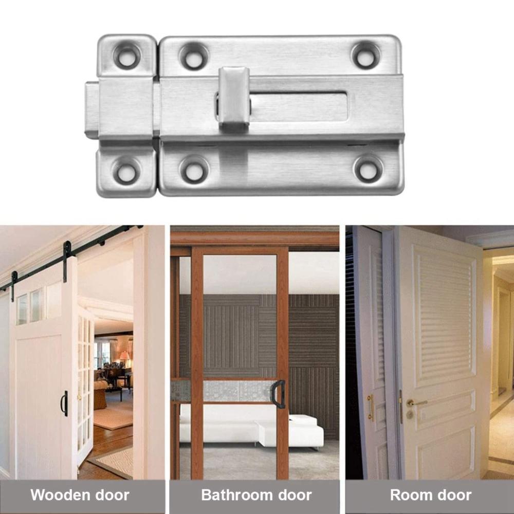 Bedroom Bathroom Stainless Steel Shed Lock Door Bolt Padlock Clasp Set Cabinet Catches