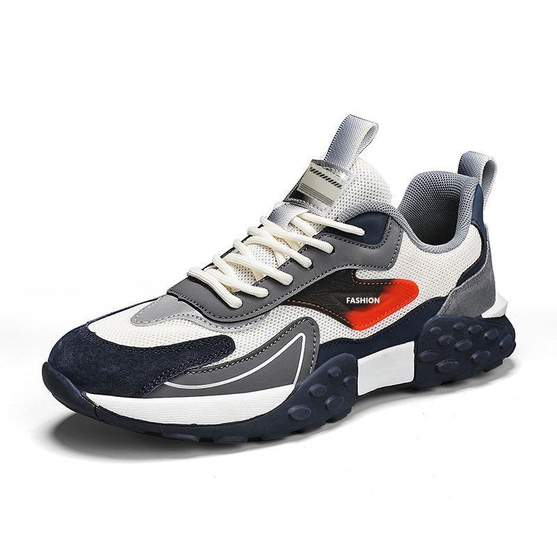 New 2024 Men's Casual Shoes Korean Version Fashionable and Comfortable Mesh Breathable Sports Shoes Soft Sole Color Matching Running Trendy Shoes