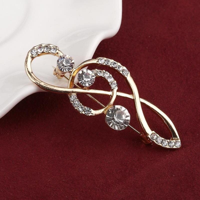 Korean Version Of The Small Fresh Beating Notes Pin Scarf Buckle Coat Accessories Temperament Flower Rhinestone Brooch Pin