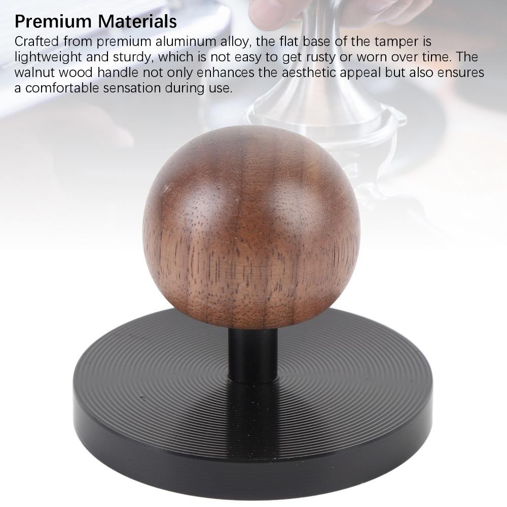 Spherical Wooden Handle Coffee Tamper Aluminum Alloy Coffee Tamping Tool Coffee Making