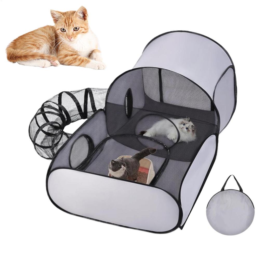 Cat Playpen Enclosed Cat Playpen Outside House Foldable Enclosure Interactive Toys Tunnel Exercise Pet Supplies for Camping