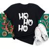 Fashion Cartoon Santa Claus Print Women Black T Shirt Cute Plaid Christmas Holiday Tops Tee Lady Female Graphic T-Shirt