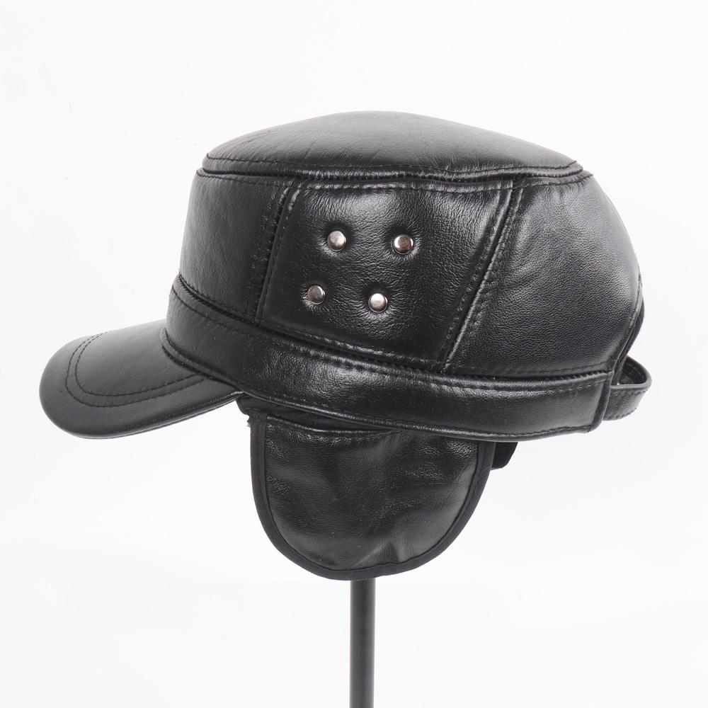 Мужские шляпы из натуральной коровьей кожи Мужские осенне-зимние шляпы из натуральной коровьей кожи Уличная теплая шапка из натуральной коровьей кожи