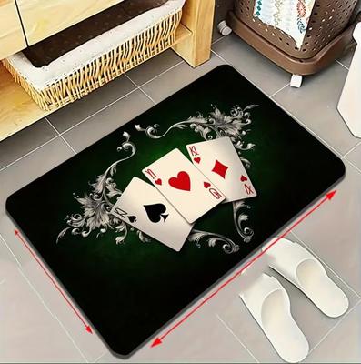 Напольный коврик для игры в покер с картами A, K, Q, J и пиками, зеленый и черный, креативное украшение для игровой комнаты, подарки