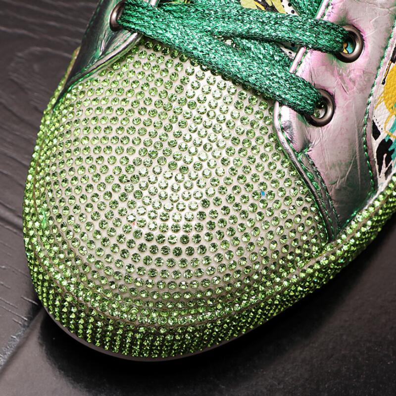 Мода Новые Мужские высокие кеды глажка парусина граффити доска дух молодого человека ослепительный цвет кожа низкие повседневные туфли A8