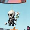 Halloween Car Ornament Cool Skeleton Acrylic Car Rearview Mirror Charm 2D Flat Skull Hanging Pendant for Car Interior Backpack Accessory