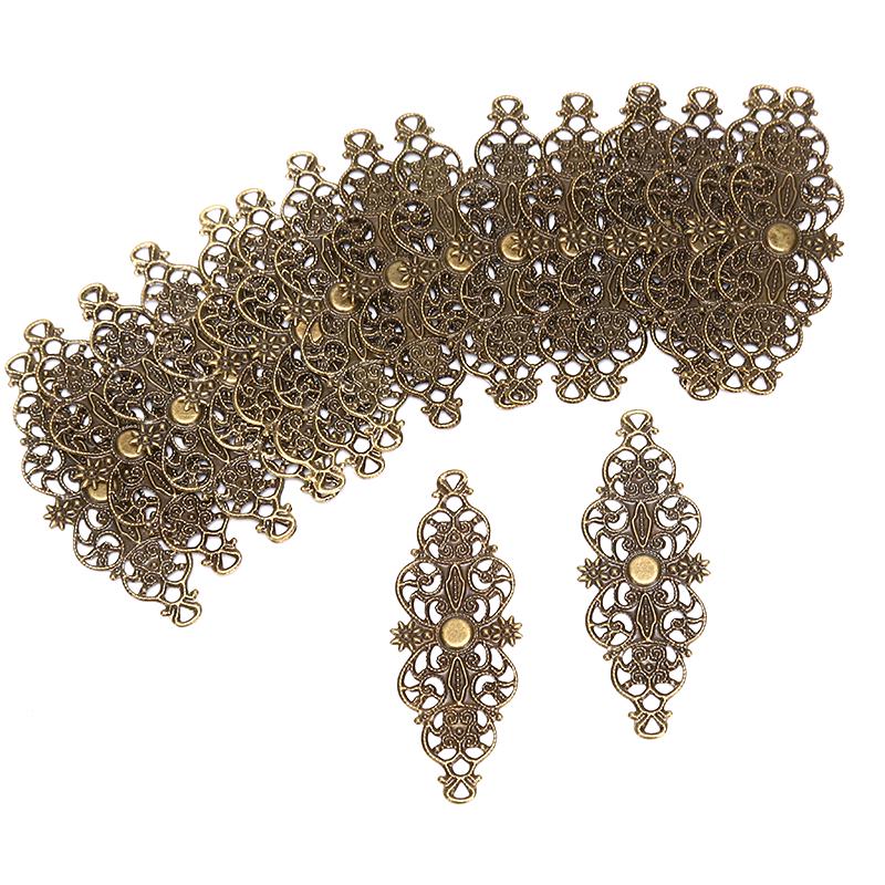 20 шт. филигранные цветочные оберточные соединители для рукоделия, DIY, украшения, фурнитура
