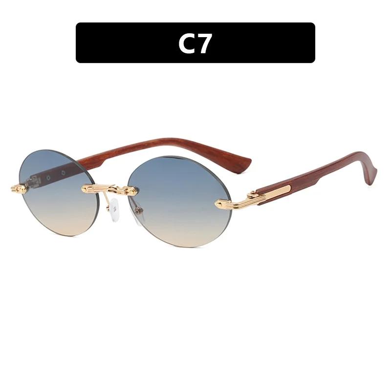 Новые модные металлические солнцезащитные очки без оправы Cut Edge Oval, женские градиентные цветные солнцезащитные очки, модные очки с линзами Ocean