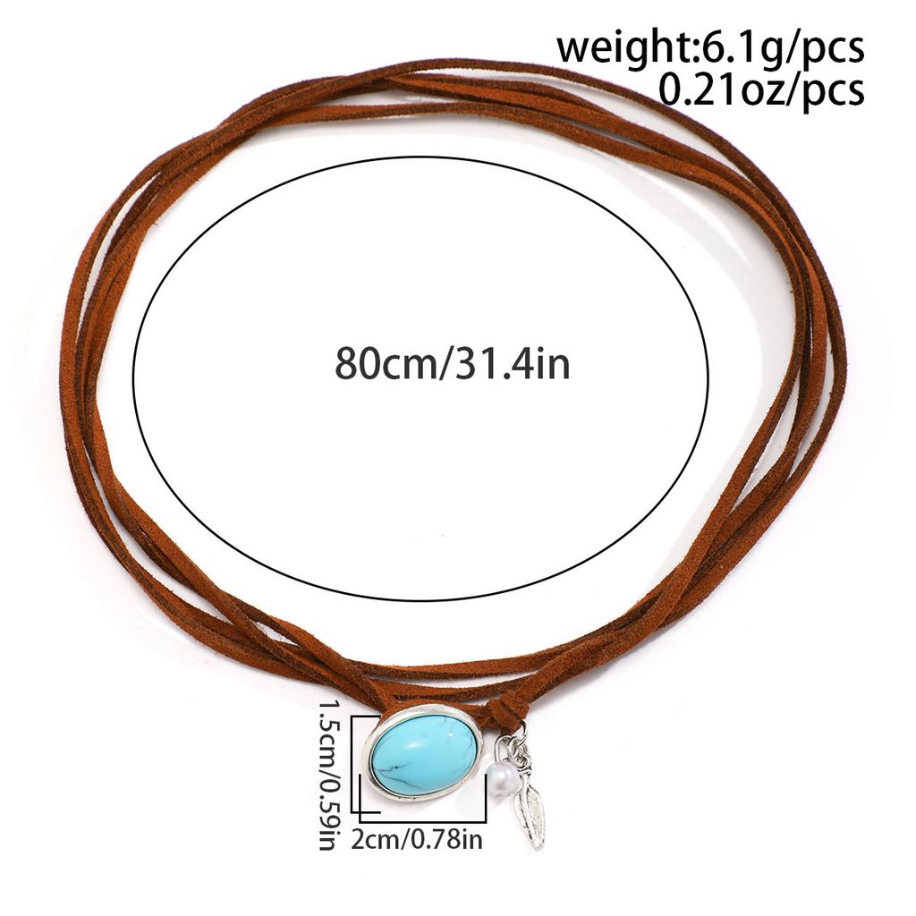 Двойная ключичная цепочка чокер этнический стиль бирюзовый простой милый крутой кулон