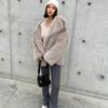 Fashionable Street Style Fox Fur Coat Loose Suit Collar Medium Long Imitation Fur Coat for Women Autumn-winter Fur Overcoat