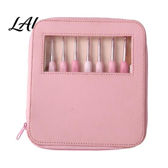 Crocheting Tools for Projects Pink Ergonomic Needles Kit Set Crochet Hooks with Soft Grip Handles Alumina Needle Includes Scissors & Storage