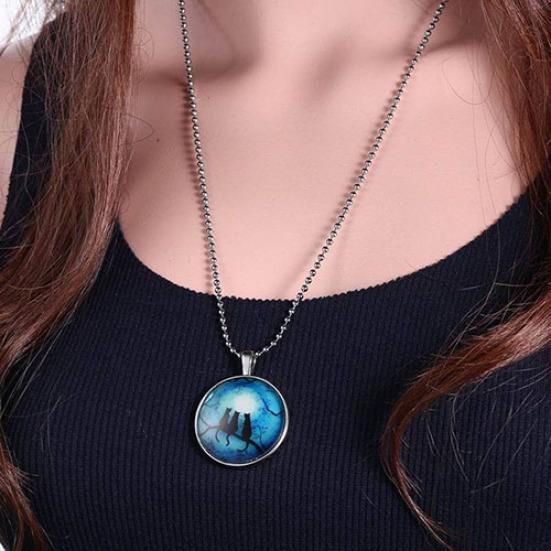 Ретро Леди Три Кота Светится в Темноте Подвеска Ожерелье Стимпанк Ювелирные Изделия