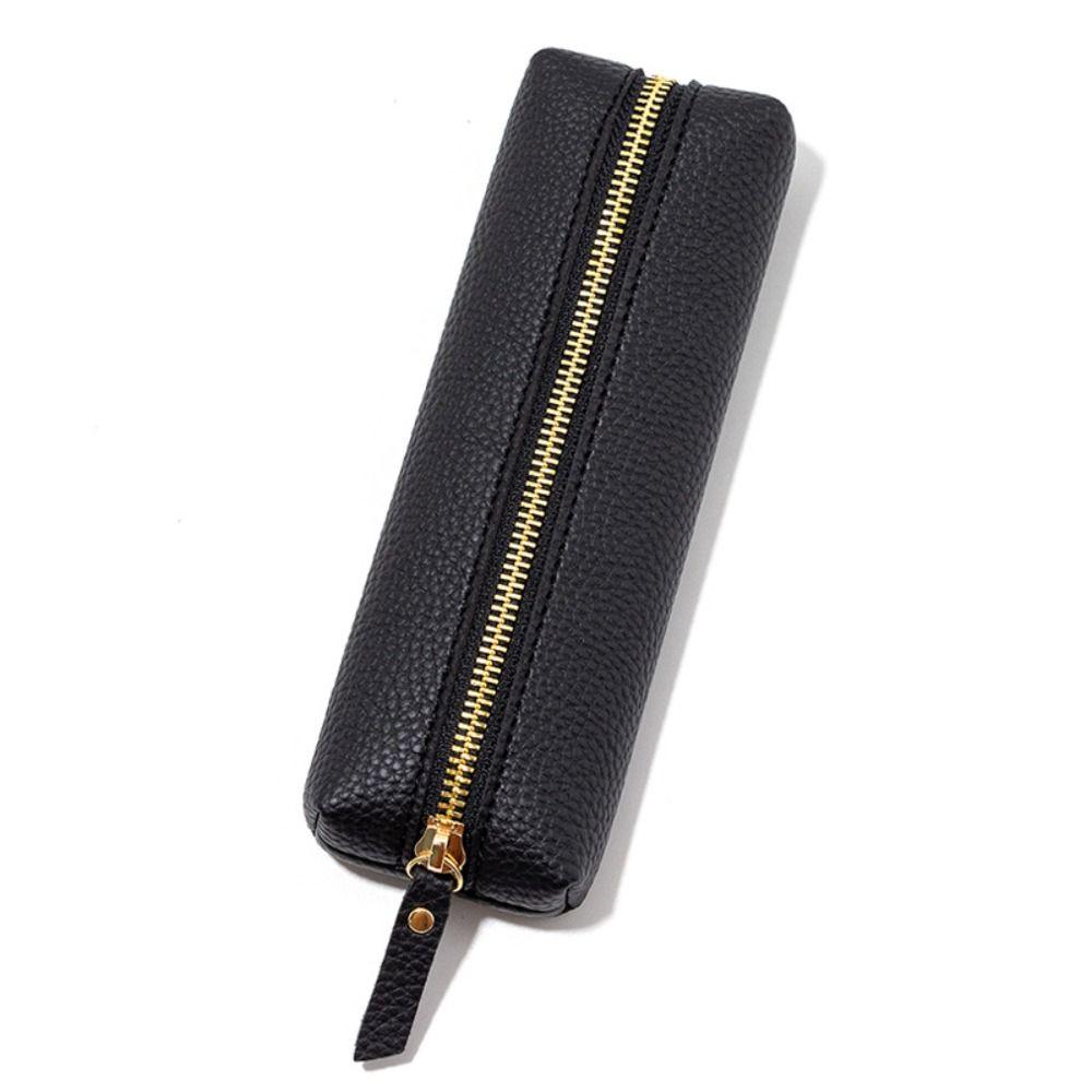 Zipper Vintage Leather Pencil Bag Protective Bag Desktop Organizer Pen Case Storage Bag Waterproof High-end Pencil Pouch Holder
