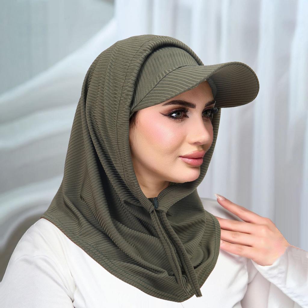 Islamic Hijab Baseball Cap for Woman Abayas Jersey Scarf Neck Cover Muslim Women Turban Instant Head Wrap Solid Color Hat