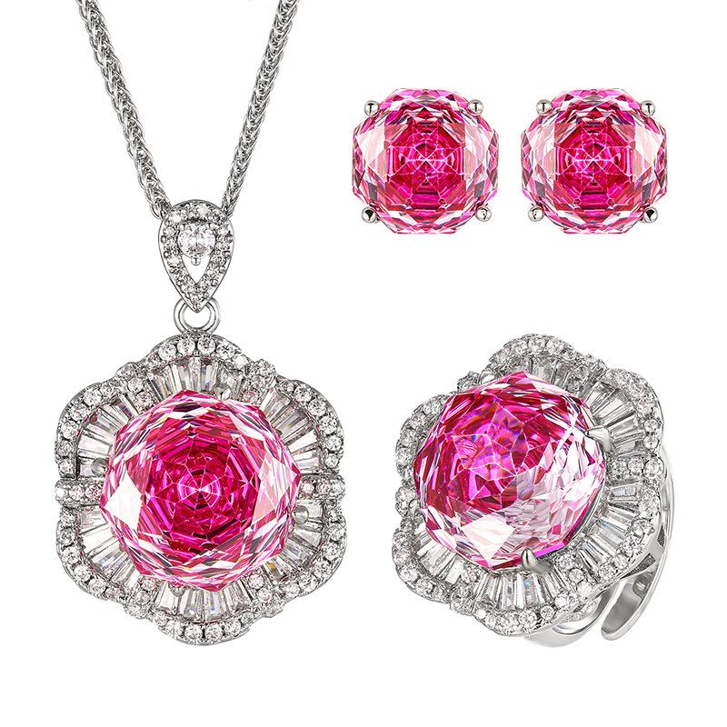 Ювелирные изделия Медное основание Позолоченное Миллениальный крой Цвет драгонфрута Темперамент Легкая роскошь Костюм Женский 16-12М