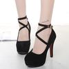 Summer Outdoor Dress Ankle Strap Bukle Strap Women's Pumps Round Toe Thin Heel Shoes for Women High Heel Shallow Shoes