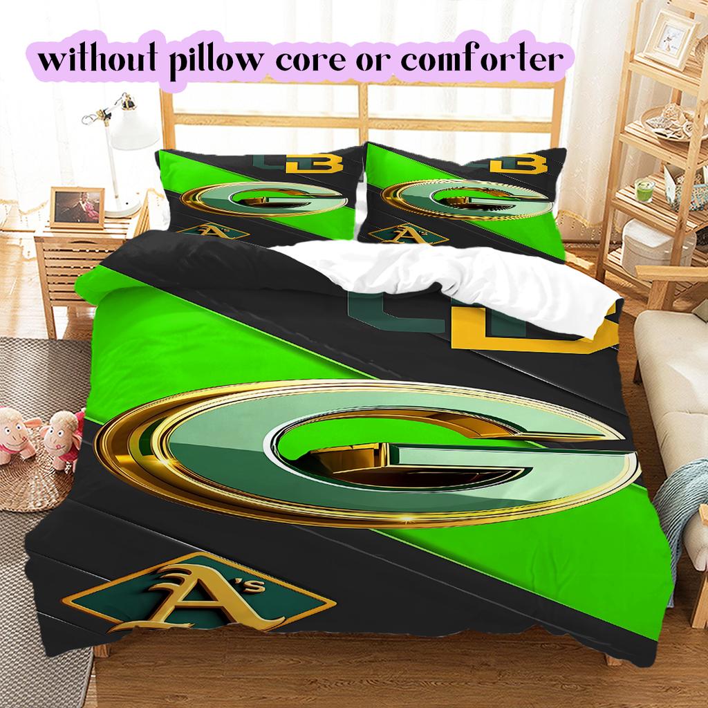 football Logo Pattern Bedding Quilt Set Quilt Cover Pillowcase Home Decoration Birthday Gift (1*duvet cover+ 2*pillowcase, without core)