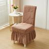 Jacquard Dining Chair Cover Elastic Chair Slipcover with Long Ruffled Skirt Stretchy Chair Cover for Dining Room Wedding Banquet Decor