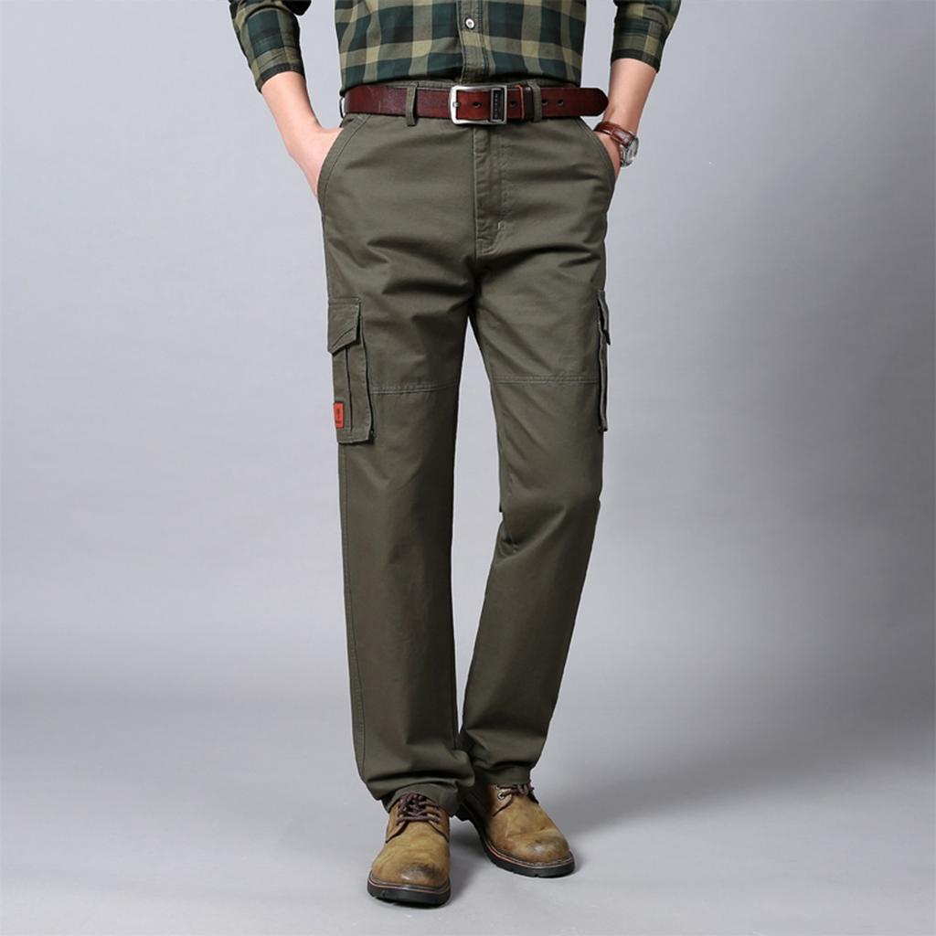 Men's Cross-border Plus Size Work Pants With Multiple Pockets, Casual Pants, Cotton Pants
