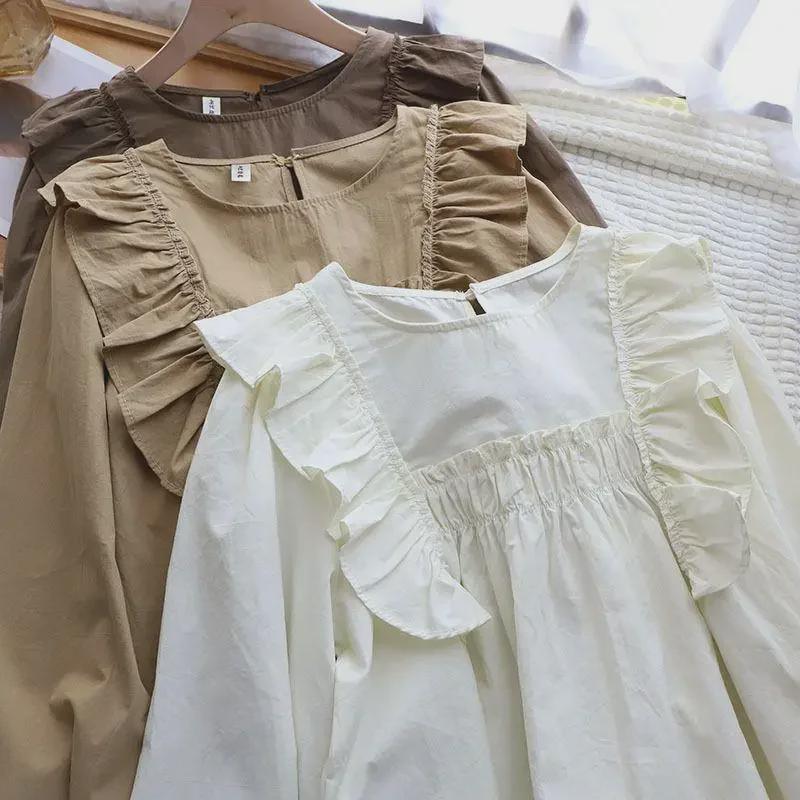 Шикарная приталенная рубашка с оборками и длинными рукавами для женщин - Коллекция Весна и Осень