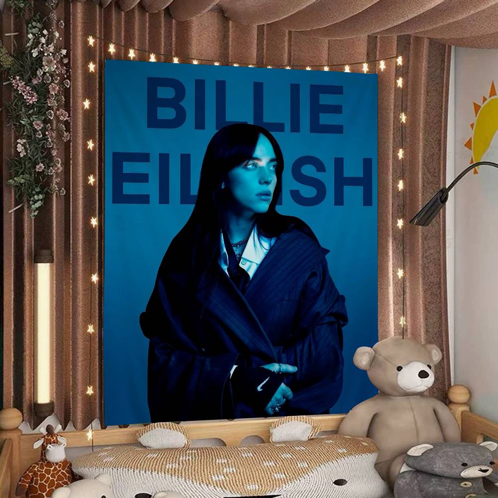 Hot Singer BBillie EEilish Printed Large Wall Tapestry Hanging Tarot Hippie Wall Rugs Dorm Art Home Decor