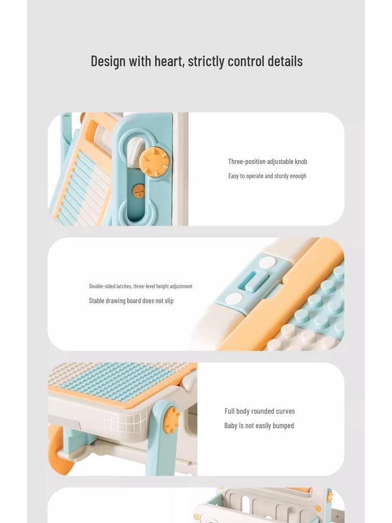 Manlong Convertible Building Block Table & Foldable Drawing Board - Educational Game Table for Boys & Girls, Ideal First Birthday Gift