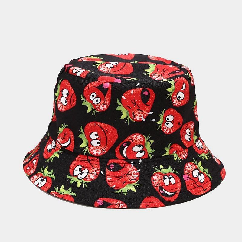 Fruit Pattern Fisherman Hat With Wide Brim For Summer Sun Protection And Casual Wear