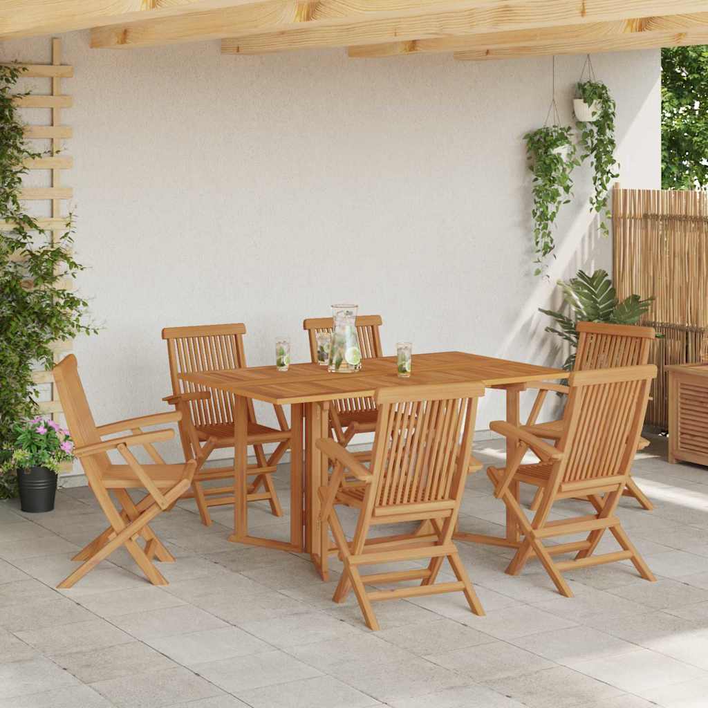 Garden Dining Set 7 pcs Brown Solid Wood Teak