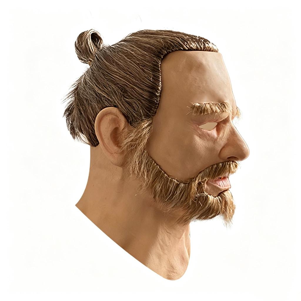 Young handsome man latex mask