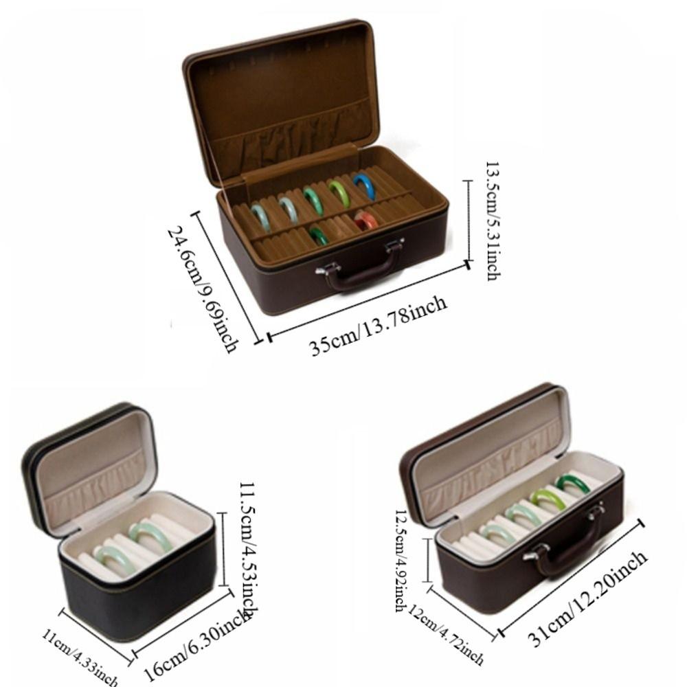 PU Leather Bracelet Display Box Rings Necklace Bracelet Carrying Case Travel Use