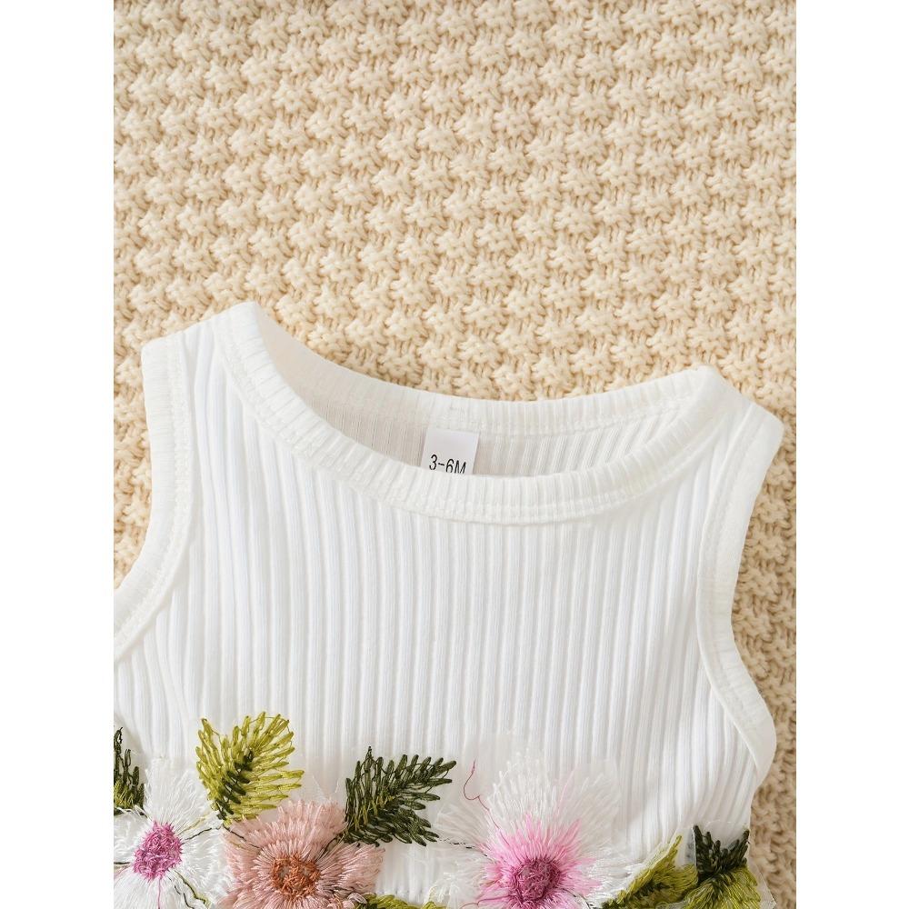 0-3 года Детский костюм для девочек Новый летний комплект для девочек Сетчатое вышитое платье + куртка + головной убор