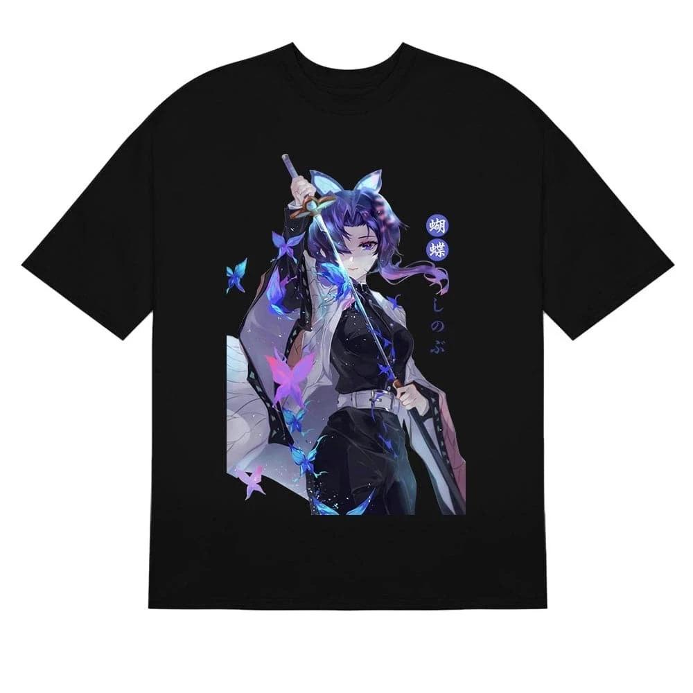 Anime Demon Slayer Kimetsu No Yaiba Kocho Butterfly Dance Black TShirt