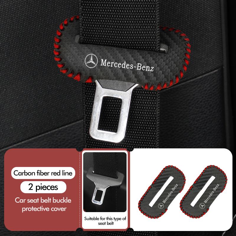 1/2pcs Car Leather Safety Belt Buckle Plug Protective Covers Interior Accessories For Benz AMG W213 W124 W108 W126 Exclusive R3