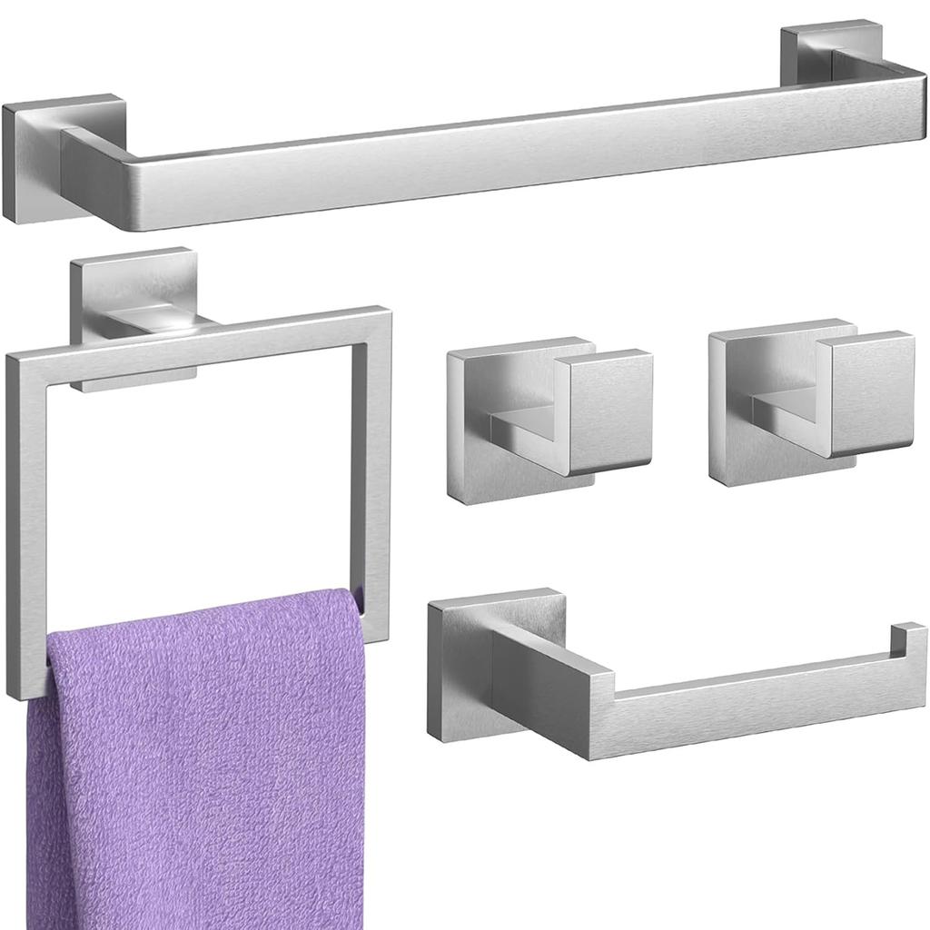 Комплект принадлежностей для ванной комнаты, матовая черная полка, крючок для халата, вешалка для полотенец, держатель для бумажных полотенец, комплект из нержавеющей стали