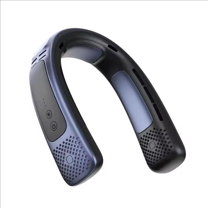 Портативный вентилятор на шею, Безлопастной вентилятор Hands-Free, Носимый персональный вентилятор на батарейках, Без лопастей, Перезаряжаемый, Наушники