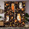 2 Pieces of HD Owl Decorative Curtain On the Tree At Night Black Tie Digital Printed Curtain Home Decoration Style Decoration Li