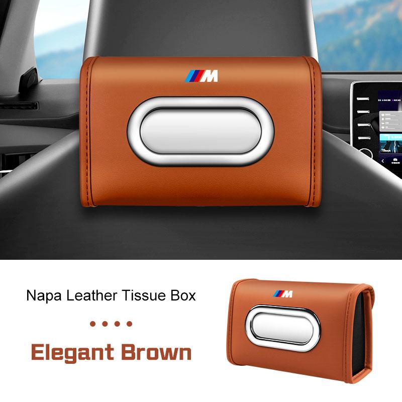 DKXA1 Premium Leather Car Tissue Box For BMW X1X3X4 X5 X6 X7 Series 1 2 3 5 7 F15 F16 F40 IX3 G20 G30 Z3 Z4 M5 Napkin Case Kleenex Bag