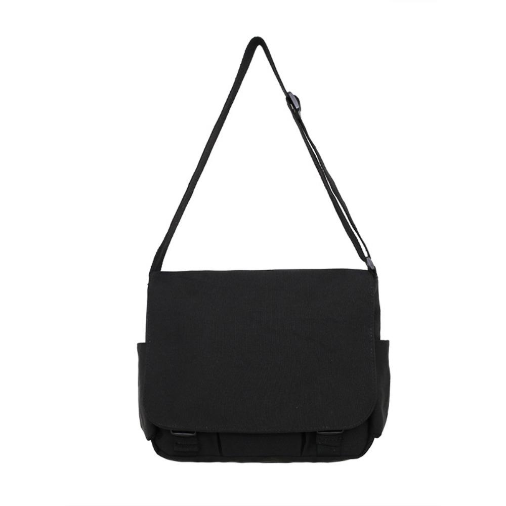 Crossbody Bags Black Solid Nylon Bag Large Capcity Solid Color Messenger Bag Multipockets Korean Style Simple Shoulder Bag Men
