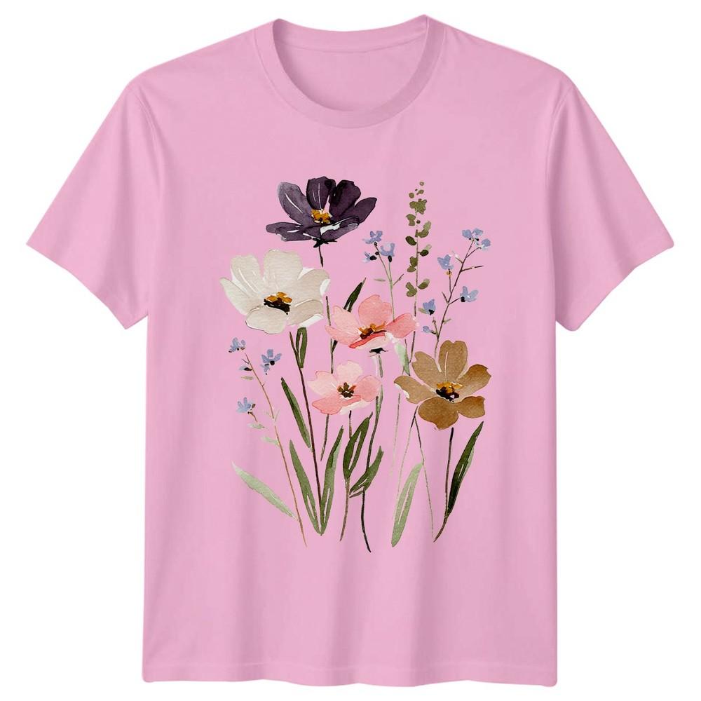 Aesthetic Wildflower Watercolor Art Botanical Unisexs TShirt Botanical Floral