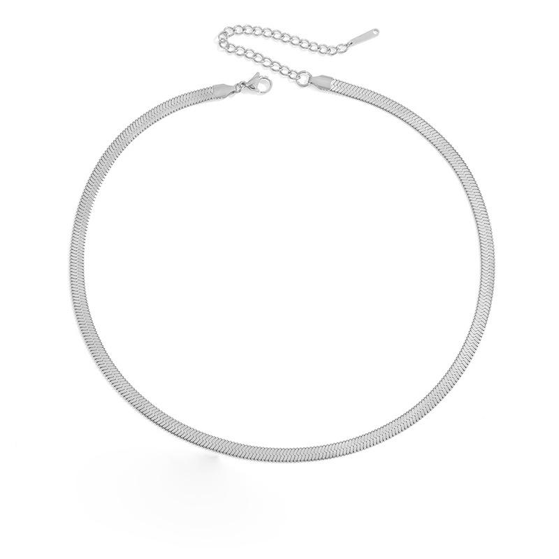 Ожерелье-цепочка eManco из высококачественной титановой стали в виде змеиной кости, ожерелье на ключицу шириной 5 мм, не выцветает, простой стиль.