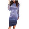 (SU)Fashion Women Sexy Sequins  Full Sleeve Hollowing Out Gradual Change Dress